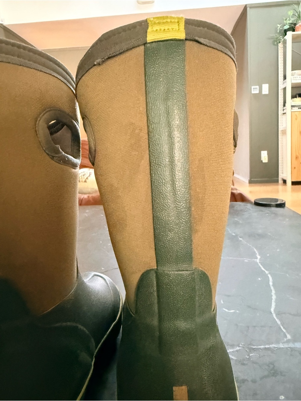 Bogs Kids Olive Green, Tan & Yellow Pull-Tab Rain Boots - Picture 8 of 10
